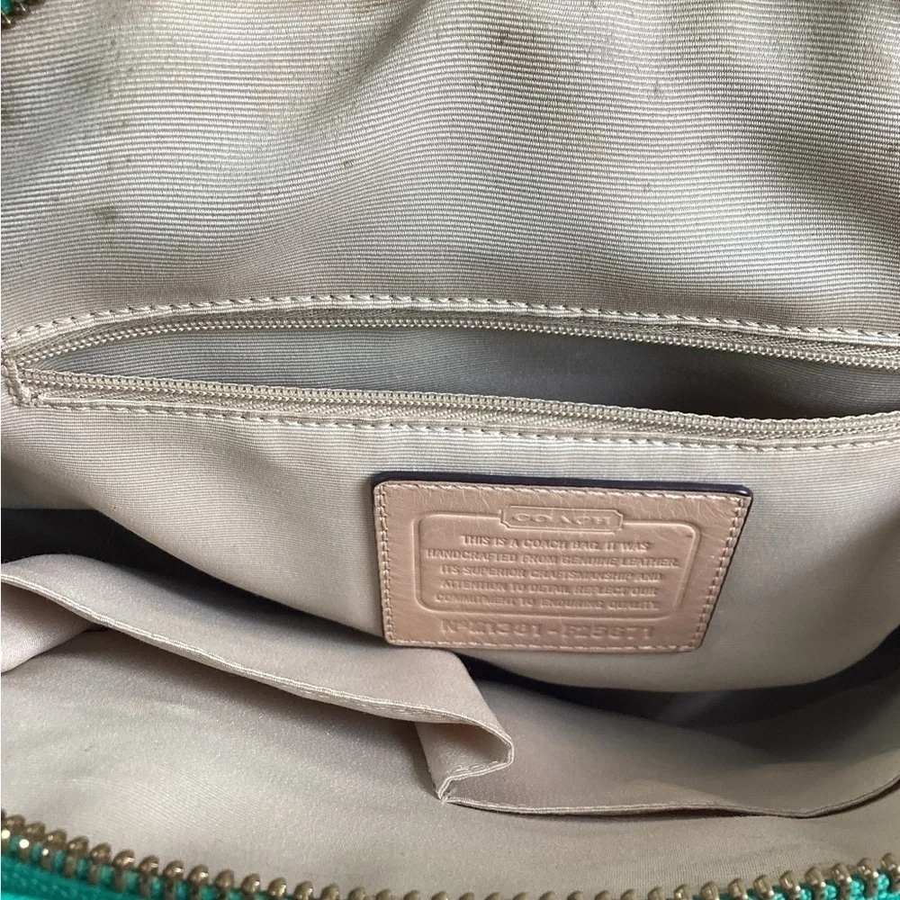 COACH VINTAGE #25671 HAND BAG GREEN PEYTON CORA DOMED SATCHEL PURSE‎ CROSSBODY